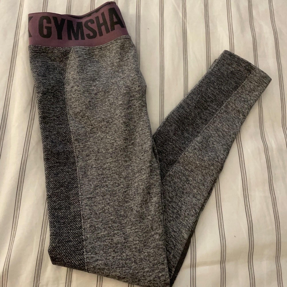 Gymshark Gray Leggings w/ Purple Waistband